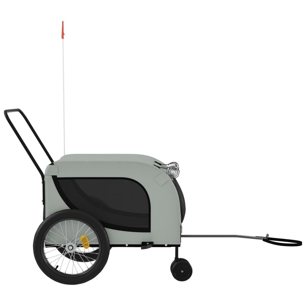 Rimorchio da Bici per Animali Grigio e Nero Oxford e Ferro - homemem39