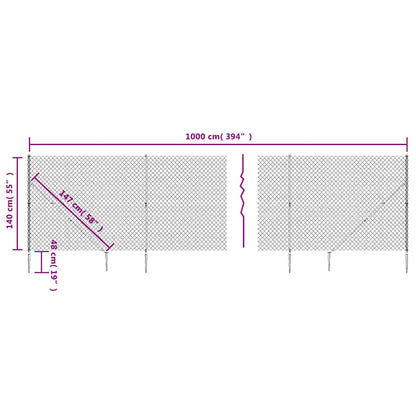 Recinzione a Rete con Picchetti Ancoraggio Verde 1,4x10 m - homemem39