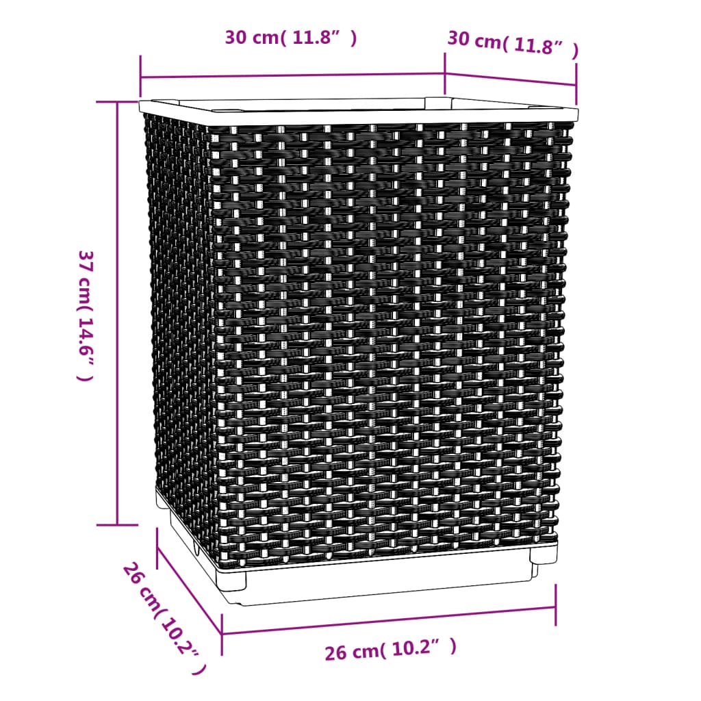 Fioriere 2 pz Nere 30x30x37 cm in Polipropilene