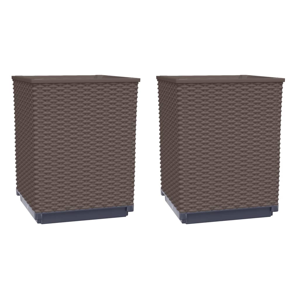 Fioriere 2 pz Marroni 30x30x37 cm in Polipropilene - homemem39