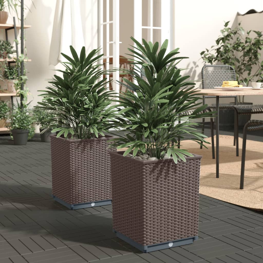 Fioriere 2 pz Marroni 30x30x37 cm in Polipropilene - homemem39