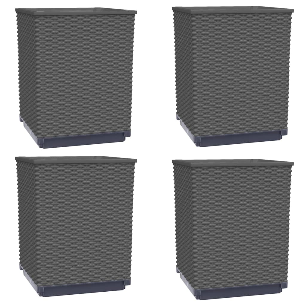 Fioriere 4 pz Nere 30x30x37 cm in Polipropilene | homemem39