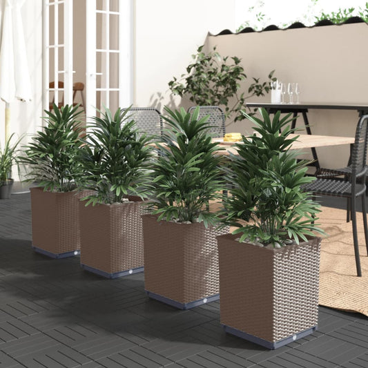 Fioriere 4 pz Marroni 30x30x37 cm in Polipropilene - homemem39
