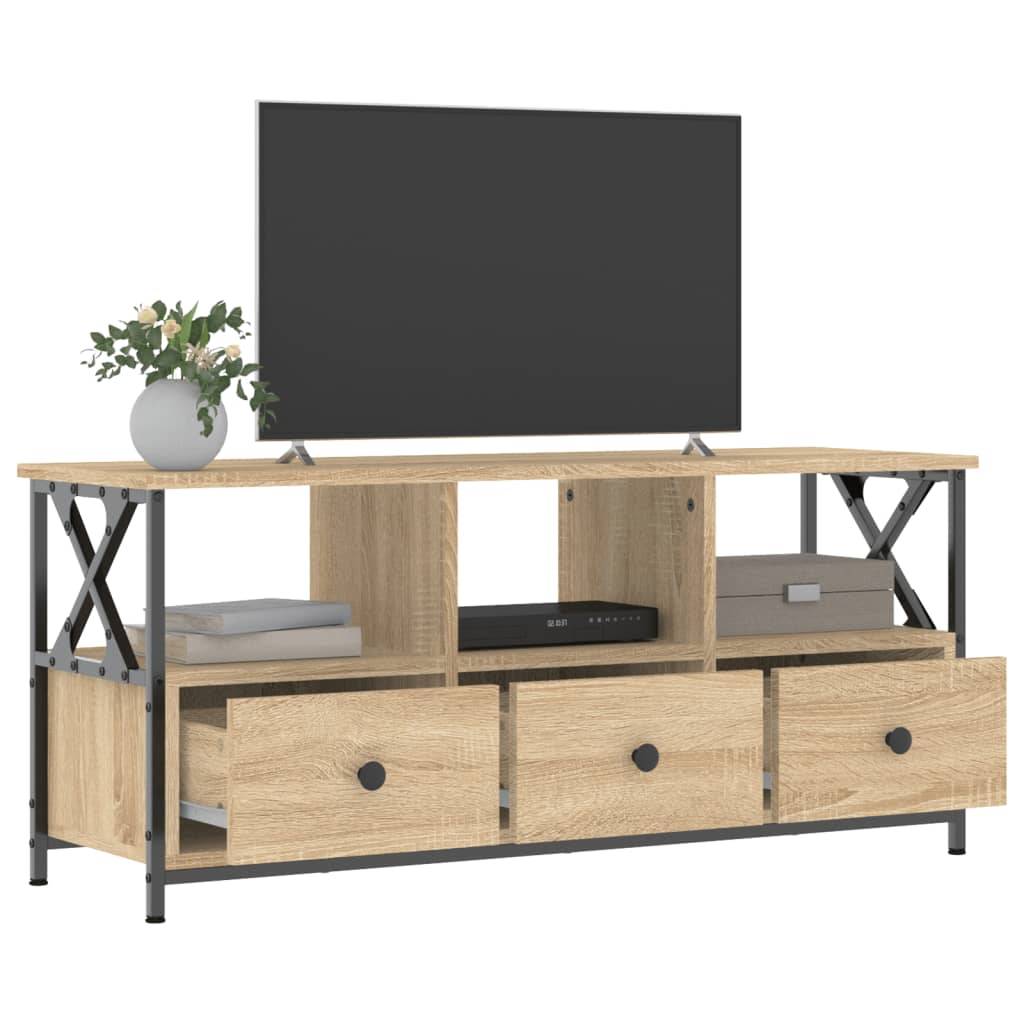 Mobile TV Rovere Sonoma 102x33x45 cm Legno Multistrato e Ferro - homemem39