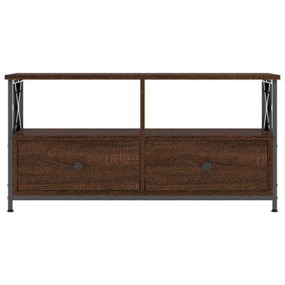 Mobile TV Rovere Marrone 90x33x45 cm Legno Multistrato e Ferro - homemem39