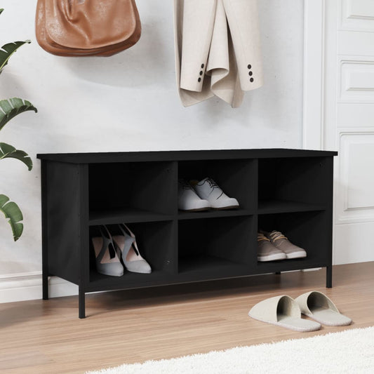 Scarpiera Nera 100x35x50 cm in Legno Multistrato - homemem39