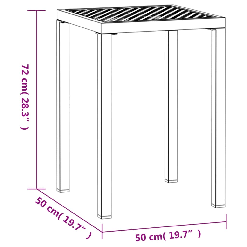 Tavolo da Giardino Antracite 50x50x72 cm Acciaio - homemem39