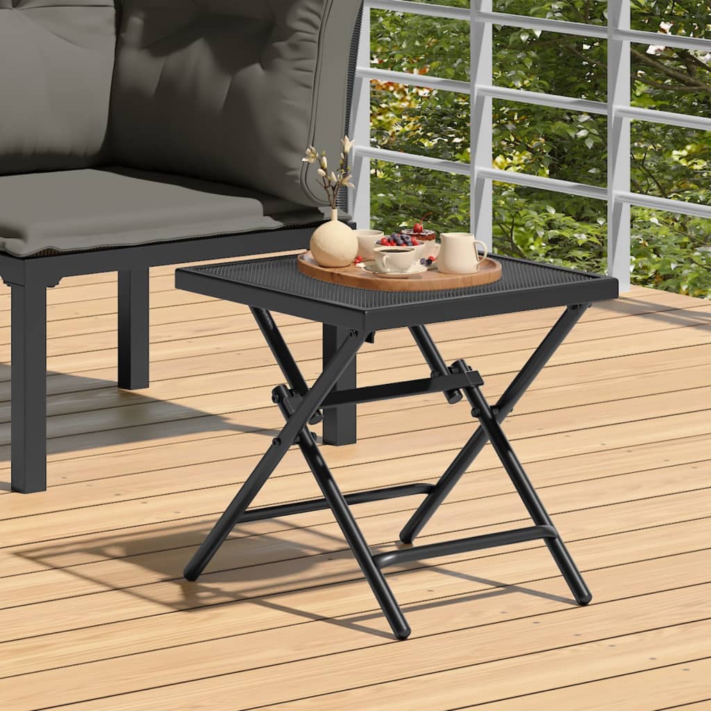 Tavolo da Giardino Pieghevole Antracite 38x38x38cm Rete Acciaio | homemem39