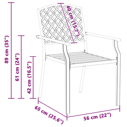 Sedia da Giardino 2 pcs Antracite 56 x 65 x 89 cm Acciaio | homemem39