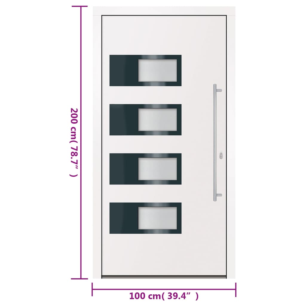 Porta Ingresso Bianca 100x200 cm in Alluminio e PVC - homemem39