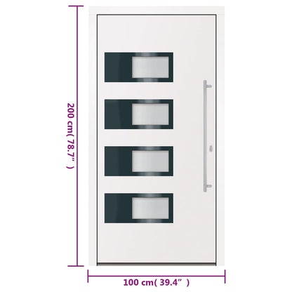 Porta Ingresso Bianca 100x200 cm in Alluminio e PVC - homemem39