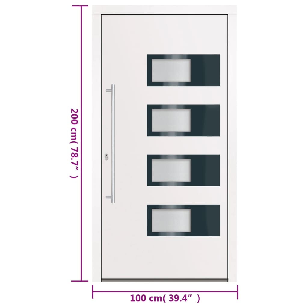 Porta Ingresso Bianca 100x200 cm in Alluminio e PVC | homemem39