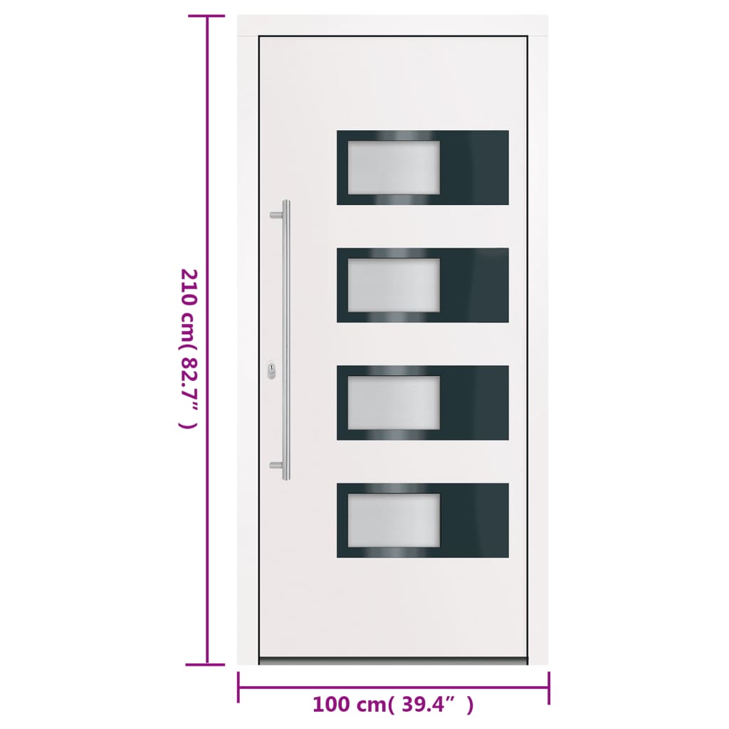 Porta Ingresso Bianca 100x210 cm in Alluminio e PVC - homemem39