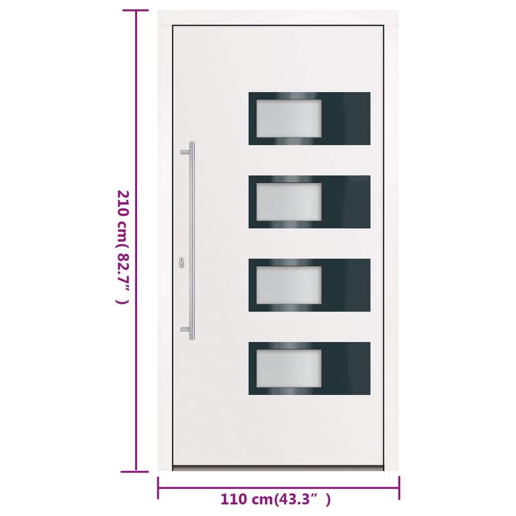 Porta Ingresso Bianca 110x210 cm in Alluminio e PVC - homemem39