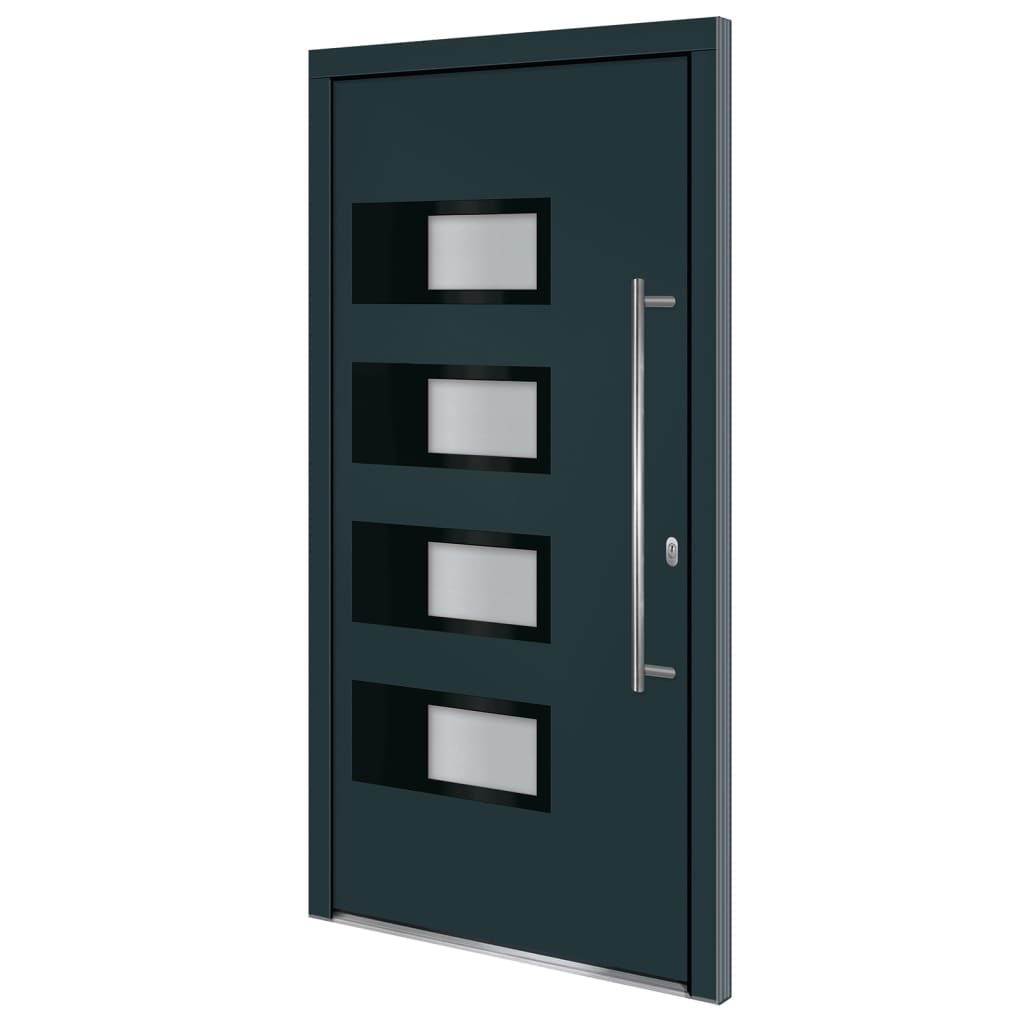 Porta Ingresso Antracite 110x210 cm in Alluminio e PVC | homemem39