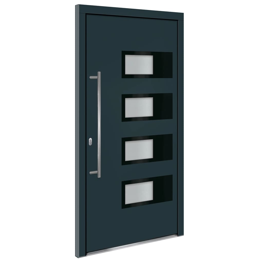 Porta Ingresso Antracite 100x200 cm in Alluminio e PVC | homemem39