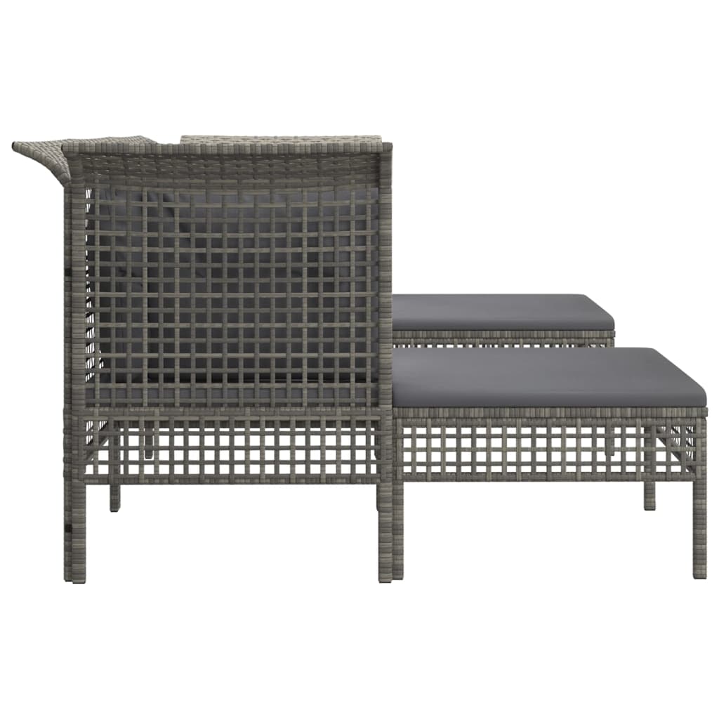 Set Divani da Giardino 5 pz con Cuscini in Polyrattan Grigio - homemem39