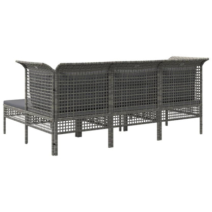 Set Divani da Giardino 5 pz con Cuscini in Polyrattan Grigio - homemem39