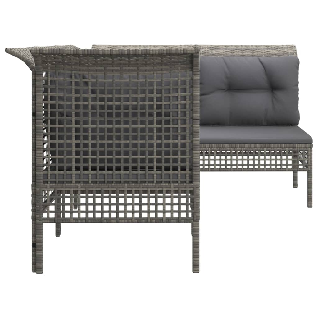 Set Divani da Giardino 4 pz con Cuscini in Polyrattan Grigio - homemem39