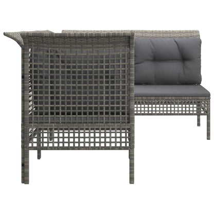 Set Divani da Giardino 4 pz con Cuscini in Polyrattan Grigio - homemem39