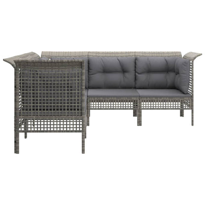 Set Divani da Giardino 5 pz con Cuscini in Polyrattan Grigio - homemem39