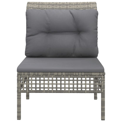 Divano Centrale da Giardino con Cuscino in Polyrattan Grigio - homemem39