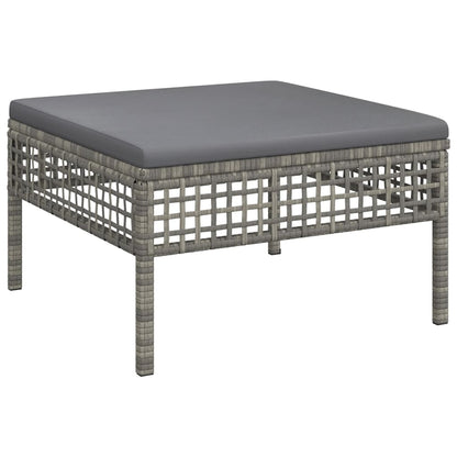 Poggiapiedi da Giardino con Cuscino in Polyrattan Grigio - homemem39
