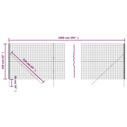 Recinzione Metallica Antracite 1,6x10 m in Acciaio Zincato | homemem39