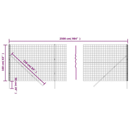 Recinzione Metallica Antracite 1,6x25 m in Acciaio Zincato | homemem39