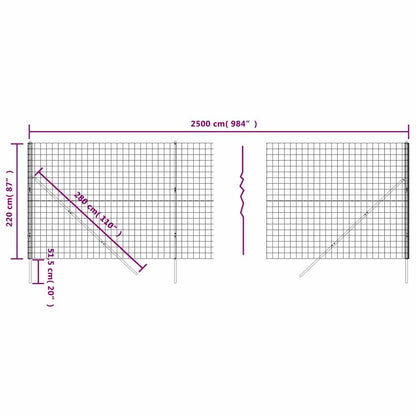 Recinzione Metallica Antracite 2,2x25 m in Acciaio Zincato | homemem39