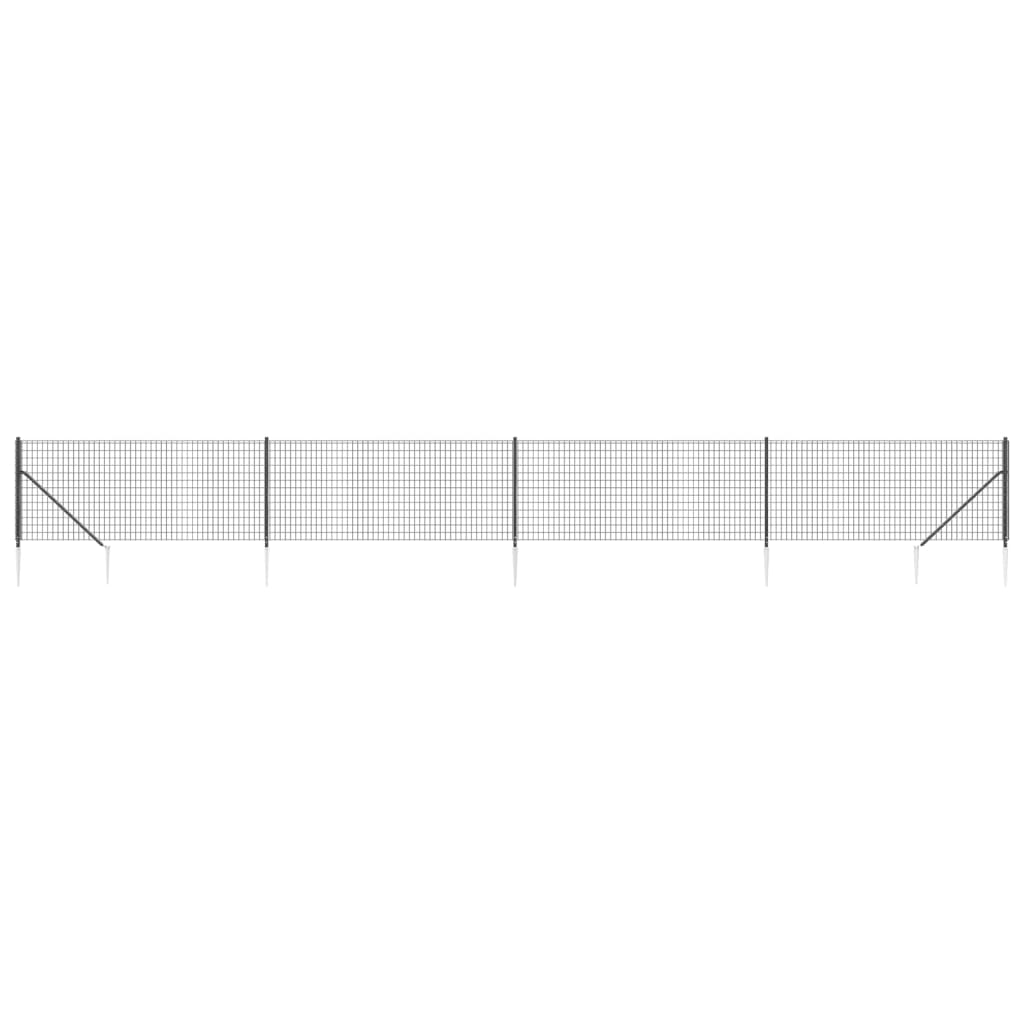 Recinzione Metallica con Picchetti Ancoraggio Antracite 1x10 m | homemem39