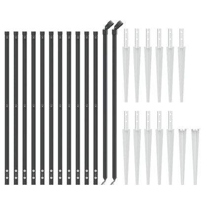Recinzione Metallica con Picchetti Ancoraggio Antracite 1,1x25m | homemem39