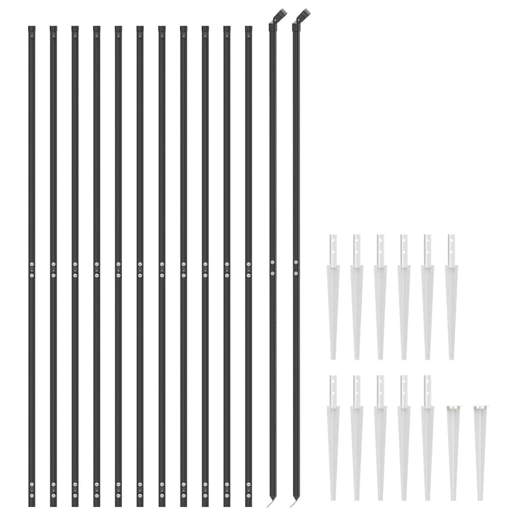 Recinzione Metallica con Picchetti Ancoraggio Antracite 1,4x25m | homemem39