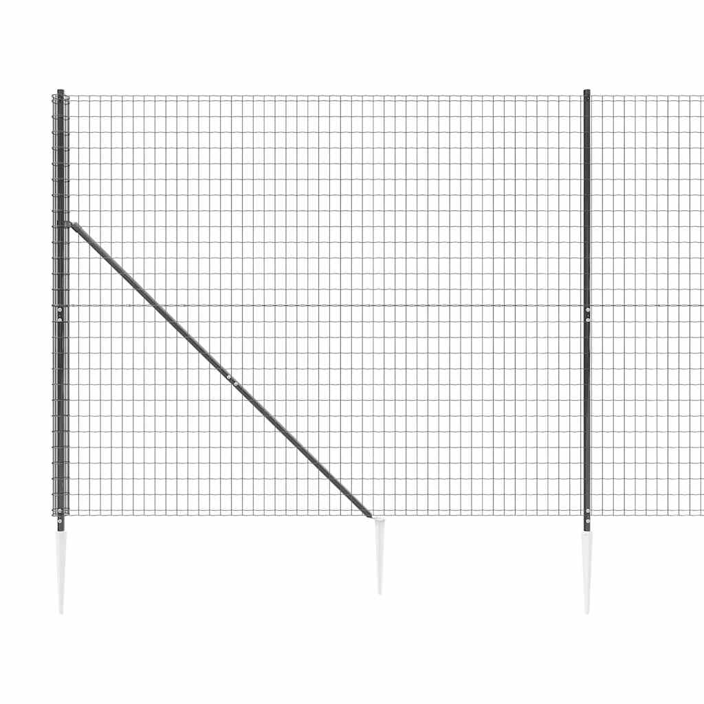 Recinzione Metallica con Picchetti Ancoraggio Antracite 1,4x25m | homemem39