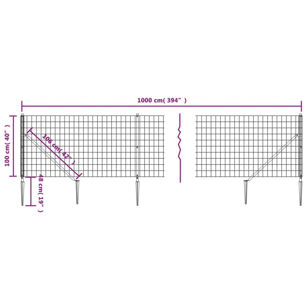 Recinzione Metallica con Picchetti Ancoraggio Antracite 1x10 m | homemem39