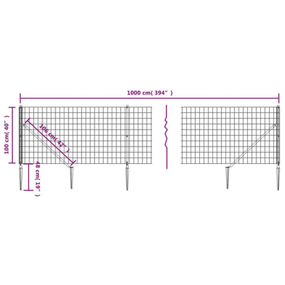 Recinzione Metallica con Picchetti Ancoraggio Antracite 1x10 m | homemem39