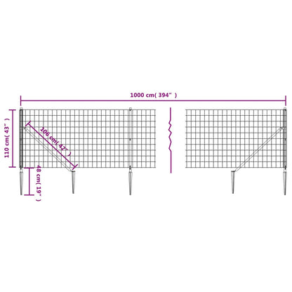 Recinzione Metallica con Picchetti Ancoraggio Antracite 1,1x10m | homemem39