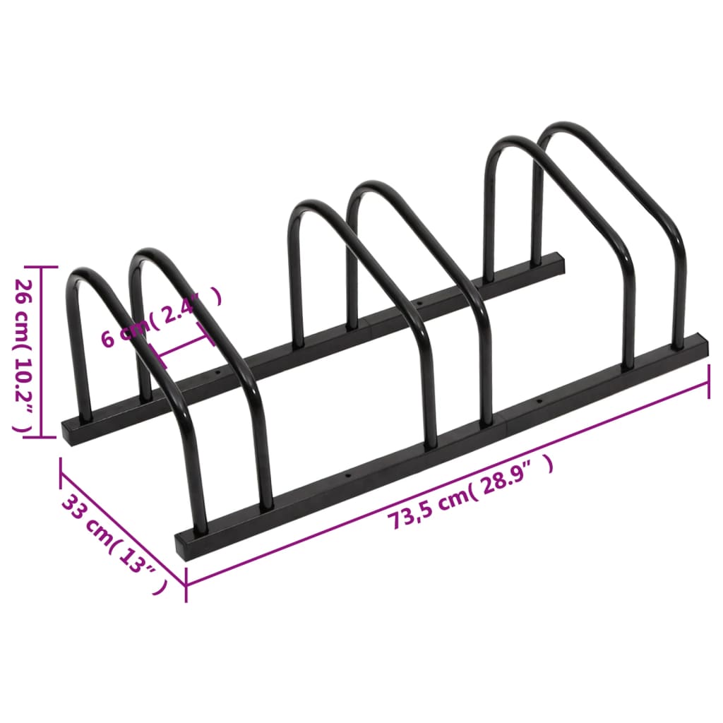 Fahrradträger für 3 Fahrräder aus schwarzem Stahl