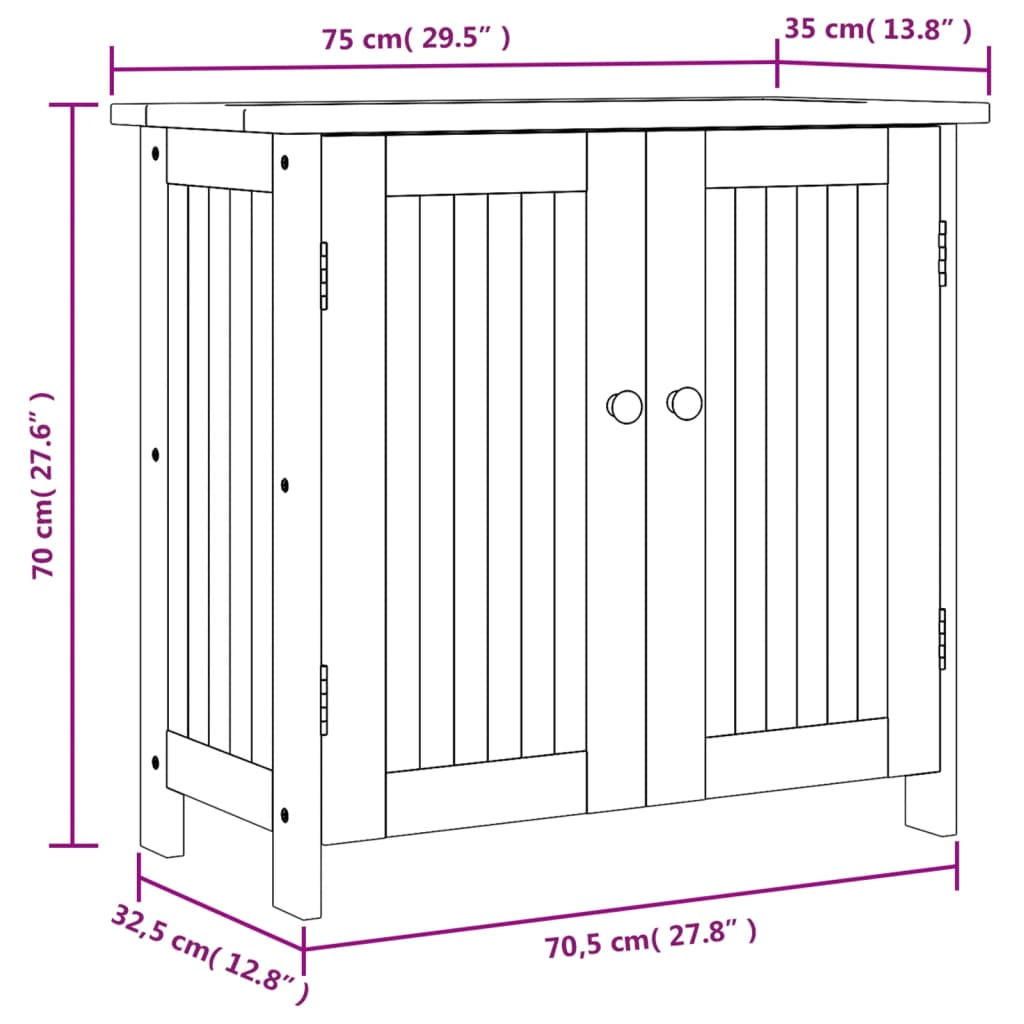 Mobile da Giardino75x35x70 cm in Legno Massello di Acacia | homemem39