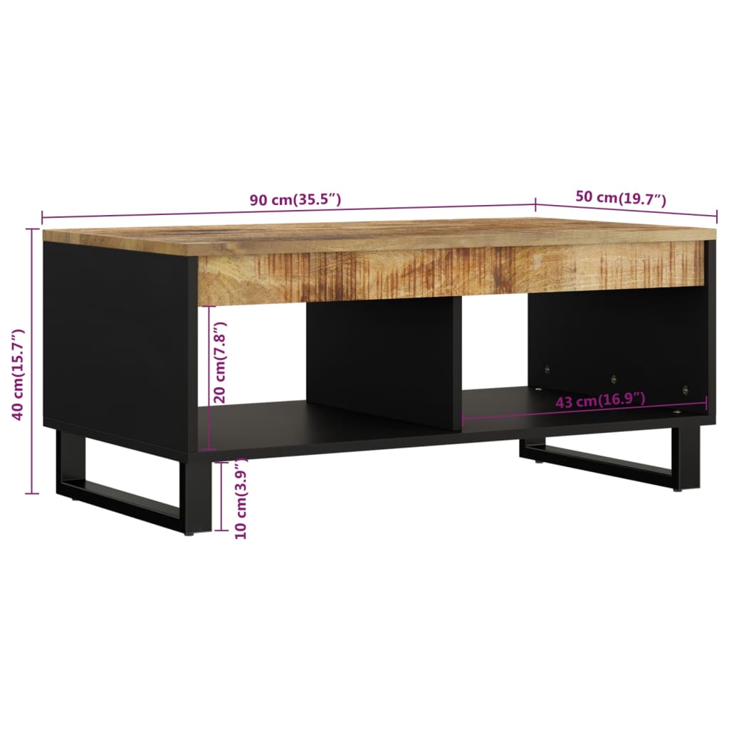 Tavolino da Salotto 90x50x40 cm in Legno Massello di Mango | homemem39