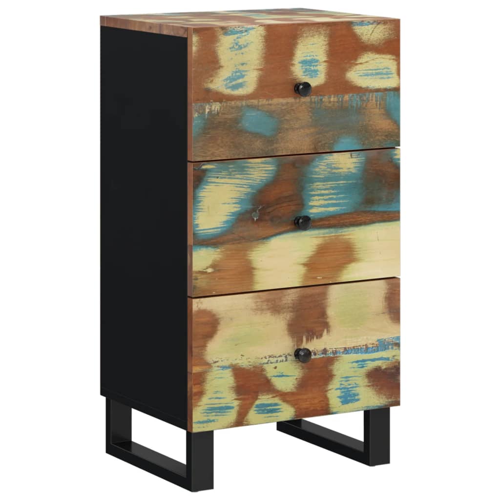Credenza con 3 Cassetti 40x33,5x75cm Legno Massello di Recupero