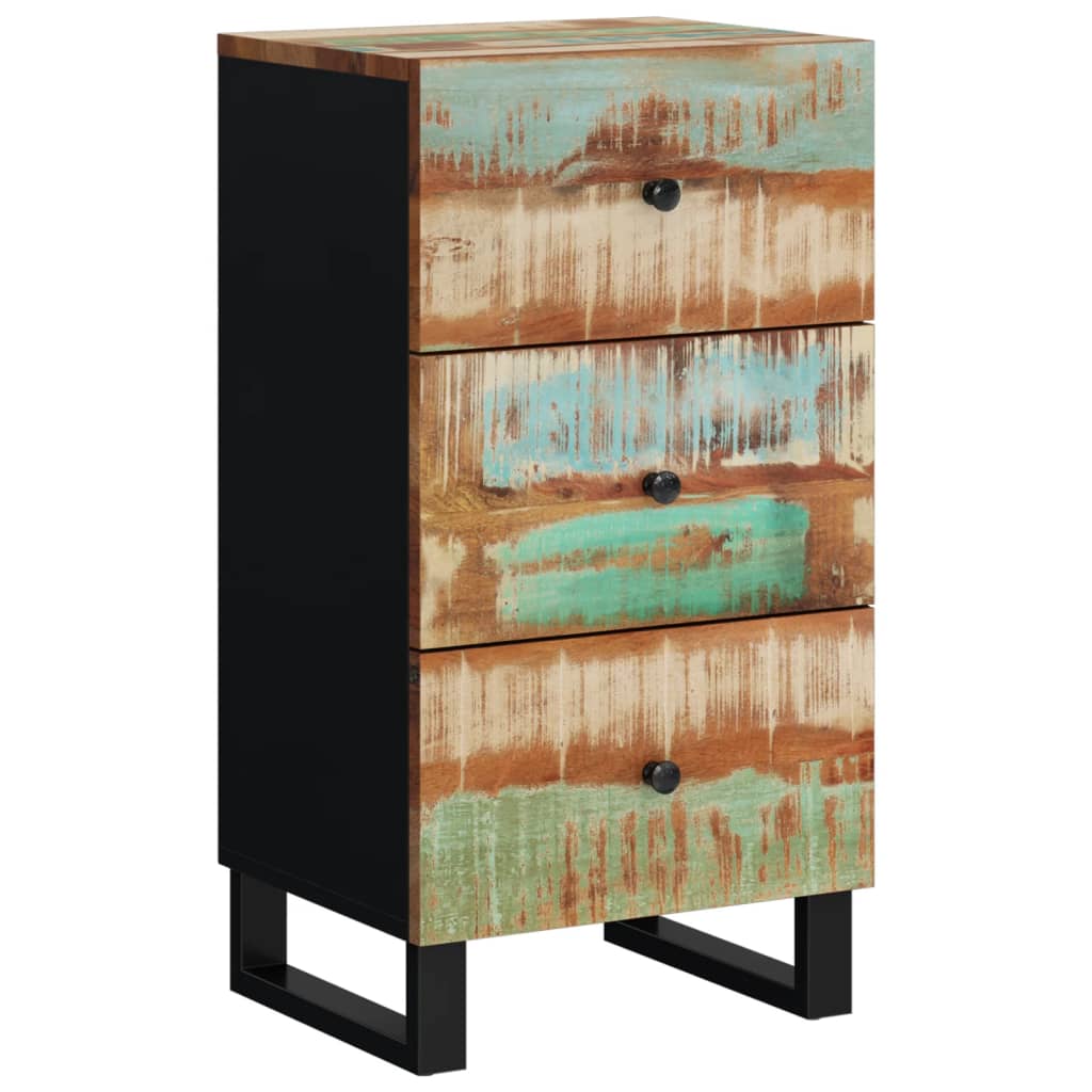 Credenza con 3 Cassetti 40x33,5x75cm Legno Massello di Recupero