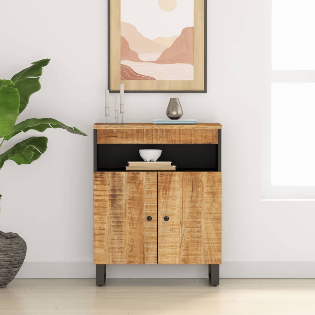 Credenza con 2 Ante 60x33x75 cm in Legno Massello di Mango - homemem39