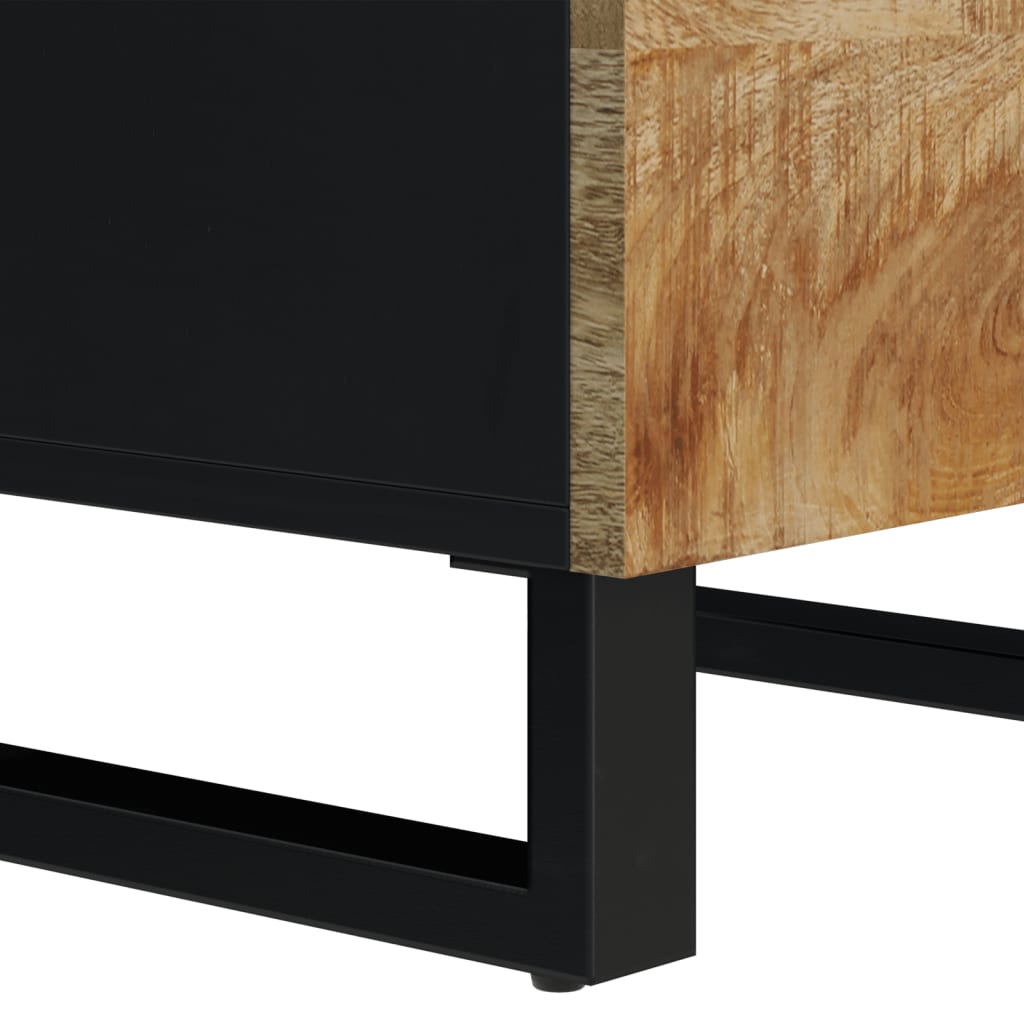 Credenza con 3 Ante 40x33x110 cm Legno Massello Mango e Ferro