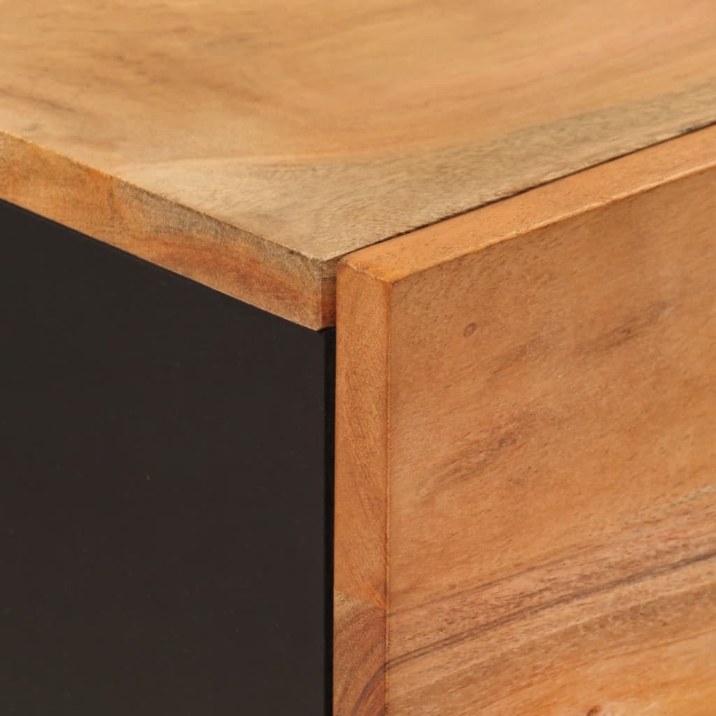 Credenza con 3 Ante 40x33x110 cm Legno Massello Acacia e Ferro