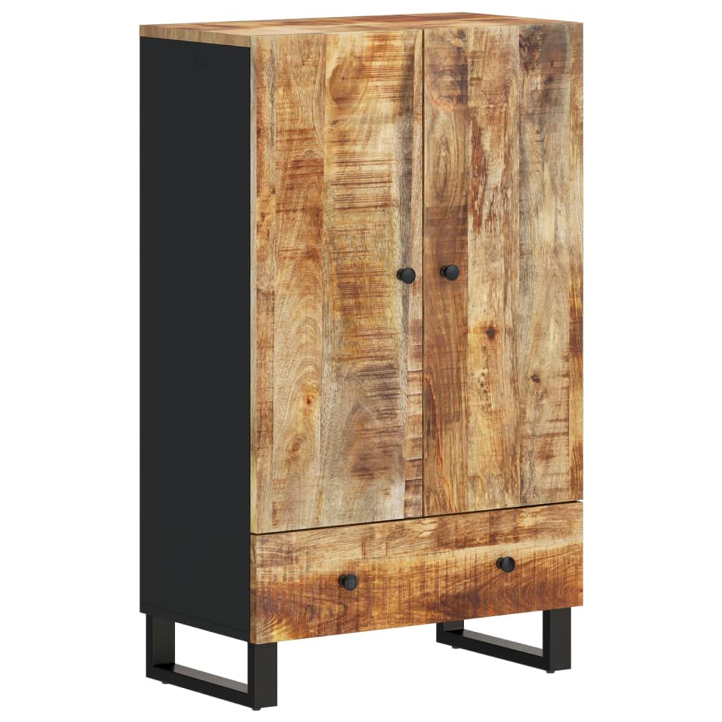 Credenza con Cassetto 60x33x100 cm Legno Massello Mango e Ferro