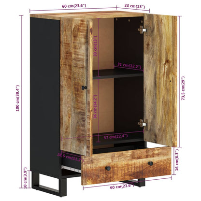 Credenza con Cassetto 60x33x100 cm Legno Massello Mango e Ferro