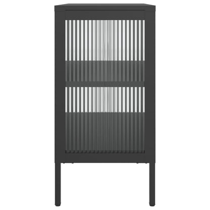 Credenza Nera 70x35x70 cm Vetro e Acciaio