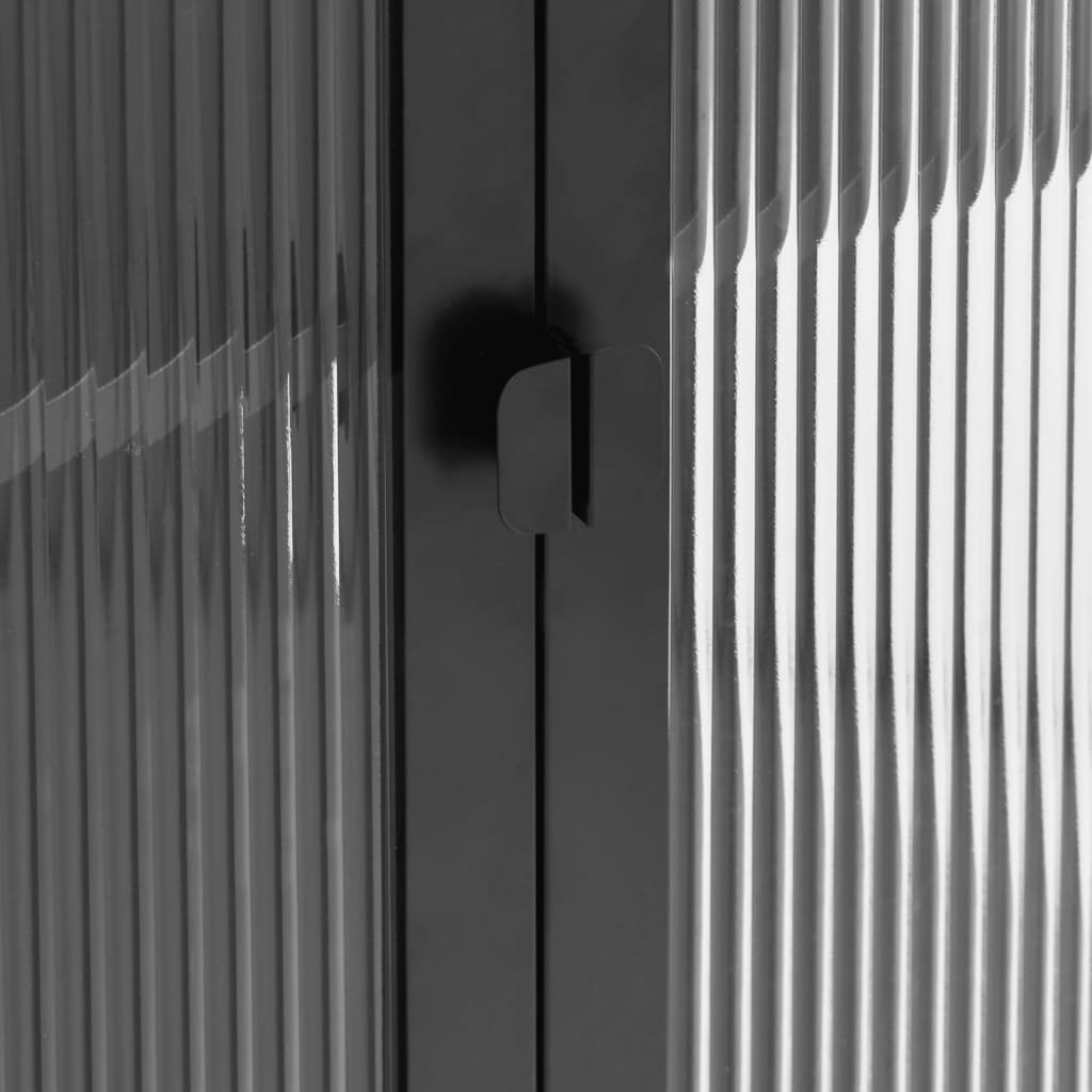 Credenza Nera 70x35x70 cm Vetro e Acciaio