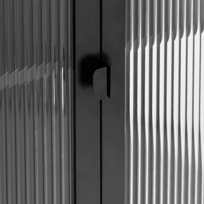 Credenza Nera 70x35x70 cm Vetro e Acciaio